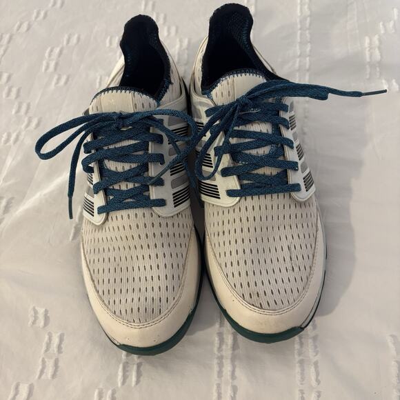 Adidas Spikeless Mesh Golf Shoes White Teal Laces Lightweight Men’s Size 9 - Picture 7 of 10